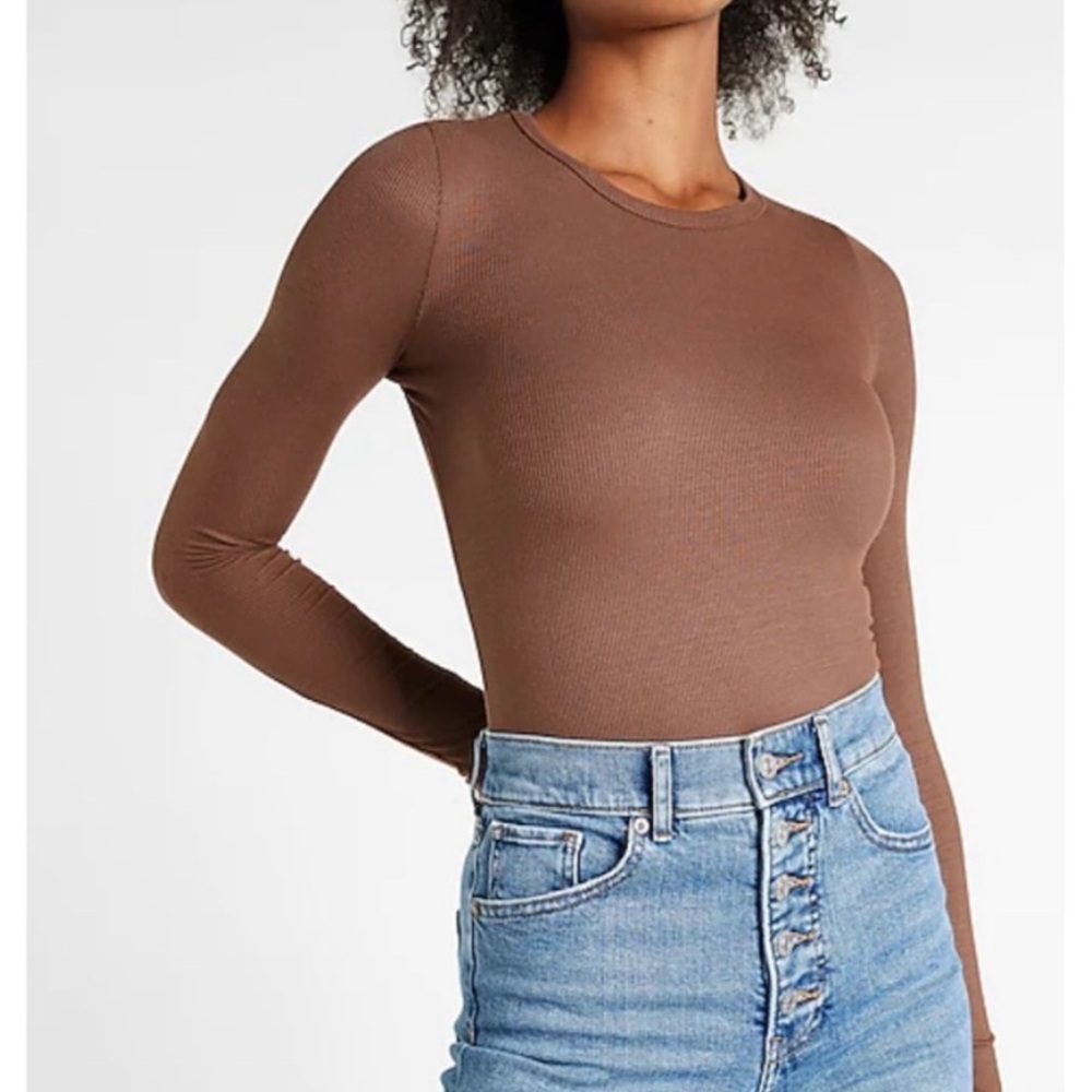 Express Ribbed Crewneck Bodysuit Size Medium